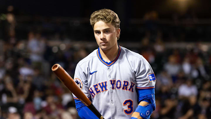Nov 9, 2025; Mesa, AZ, USA; New York Mets outfielder Nick Morabito during the Arizona Fall League Fall Stars Game at Sloan Park. Mandatory Credit: Mark J. Rebilas-Imagn Images Nov 9, 2025; Mesa, AZ, USA; New York Mets outfielder Nick Morabito during the Arizona Fall League Fall Stars Game at Sloan Park. Mandatory Credit: Mark J. Rebilas-Imagn Images