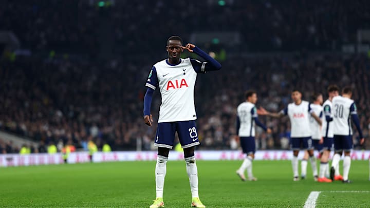 Pape Matar Sarr celebrates against Manchester City