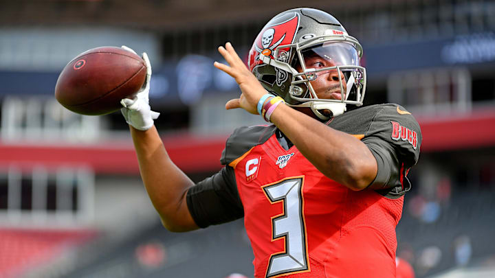 Tampa Bay Buccaneers quarterback Jameis Winston (3) warms up prior to the game against the Atlanta Falcons.