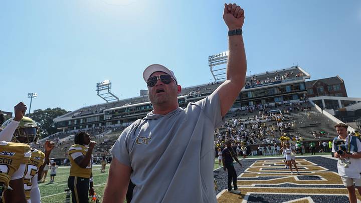 Sep 19, 2026; Atlanta, Georgia, USA; Georgia Tech Yellow Jackets head coach Brent Key celebrates after a victory over the Mercer Bears at Bobby Dodd Stadium at Hyundai Field. Mandatory Credit: Brett Davis-Imagn Images Sep 19, 2026; Atlanta, Georgia, USA; Georgia Tech Yellow Jackets head coach Brent Key celebrates after a victory over the Mercer Bears at Bobby Dodd Stadium at Hyundai Field. Mandatory Credit: Brett Davis-Imagn Images
