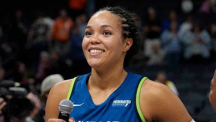 May 27, 2025; Minneapolis, Minnesota, USA; Minnesota Lynx forward Napheesa Collier (24) during an interview after the game with the Seattle Storm at Target Center. Mandatory Credit: Bruce Kluckhohn-Imagn Images