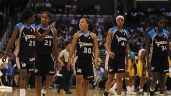 The Cleveland Rockers during a 58–50 loss to the Los Angeles Sparks on June 5, 2001.