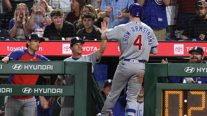 Jul 25, 2026; Pittsburgh, Pennsylvania, USA; Chicago Cubs manager Craig Counsell (middle) greets center fielder Pete Crow-Armstrong (4) returning to the dugout after hitting a two-run home run against the Pittsburgh Pirates during the seventh inning at PNC Park. Charles LeClaire-Imagn Images Jul 25, 2026; Pittsburgh, Pennsylvania, USA; Chicago Cubs manager Craig Counsell (middle) greets center fielder Pete Crow-Armstrong (4) returning to the dugout after hitting a two-run home run against the Pittsburgh Pirates during the seventh inning at PNC Park. Charles LeClaire-Imagn Images