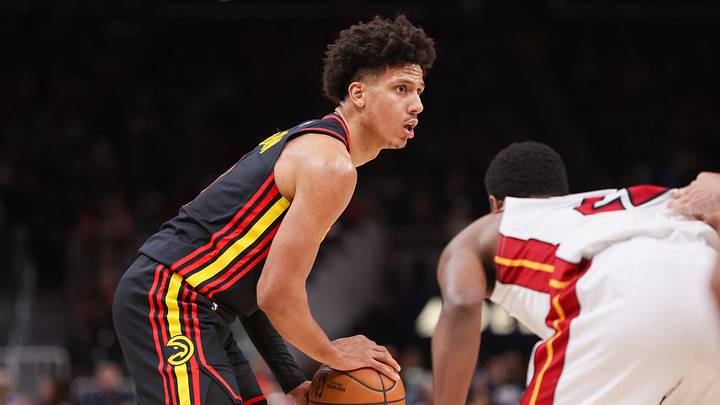 Feb 20, 2026; Atlanta, Georgia, USA; Atlanta Hawks forward Jalen Johnson (1) handles the ball against the Miami Heat in the third quarter at State Farm Arena. Mandatory Credit: Brett Davis-Imagn Images Feb 20, 2026; Atlanta, Georgia, USA; Atlanta Hawks forward Jalen Johnson (1) handles the ball against the Miami Heat in the third quarter at State Farm Arena. Mandatory Credit: Brett Davis-Imagn Images