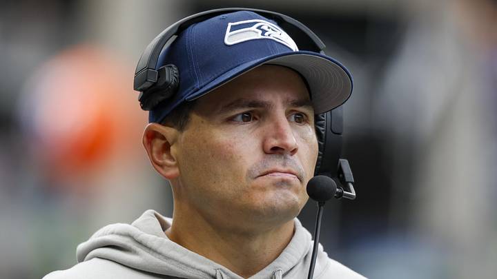 Seattle Seahawks head coach Mike Macdonald looks unhappy