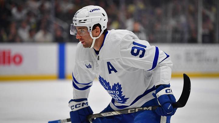 Apr 4, 2026; Los Angeles, California, USA; Toronto Maple Leafs center John Tavares (91) against the Los Angeles Kings during the first period at Crypto.com Arena. Mandatory Credit: Gary A. Vasquez-Imagn Images Apr 4, 2026; Los Angeles, California, USA; Toronto Maple Leafs center John Tavares (91) against the Los Angeles Kings during the first period at Crypto.com Arena. Mandatory Credit: Gary A. Vasquez-Imagn Images