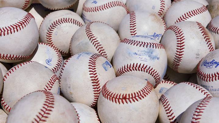 Baseballs sit in a bucket Sunday, Aug. 24, 2025 during the MiLB baseball game between the Greenville Drive and the Hub City Spartanburgers at Fifth Third Park in Spartanburg, South Carolina.
