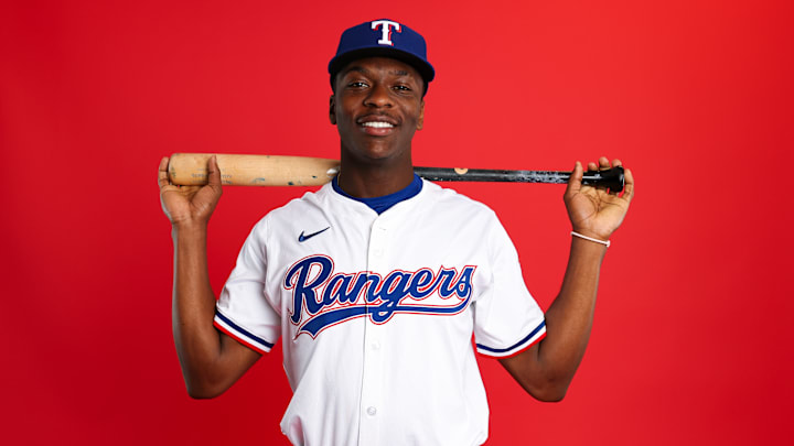 Sebastian Walcott during Texas Rangers Photo Day