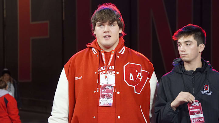 Recruit Tyler Merrill visits Ohio Stadium the day of the Ohio State, Michigan State football game on Nov. 11, 2023.