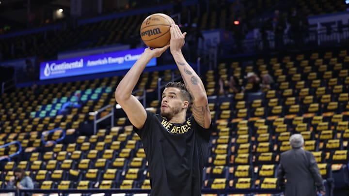 May 7, 2025; Oklahoma City, Oklahoma, USA; Denver Nuggets forward Michael Porter Jr. warms up before the start of game two of the second round against the Oklahoma City Thunder for the 2025 NBA Playoffs at Paycom Center. Mandatory Credit: Alonzo Adams-Imagn Images May 7, 2025; Oklahoma City, Oklahoma, USA; Denver Nuggets forward Michael Porter Jr. warms up before the start of game two of the second round against the Oklahoma City Thunder for the 2025 NBA Playoffs at Paycom Center. Mandatory Credit: Alonzo Adams-Imagn Images