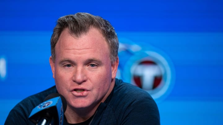 Tennessee Titans General Manager Mike Borgonzi fields questions from the media at Ascension St. Thomas Sports Park Tuesday, Jan. 6, 2026. The Titans are beginning their head coaching search this week.