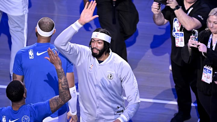 Feb 8, 2025; Dallas, Texas, USA; Dallas Mavericks forward Anthony Davis (3) is introduced before the game between the Mavericks and the Houston Rockets at American Airlines Center. Mandatory Credit: Jerome Miron-Imagn Images