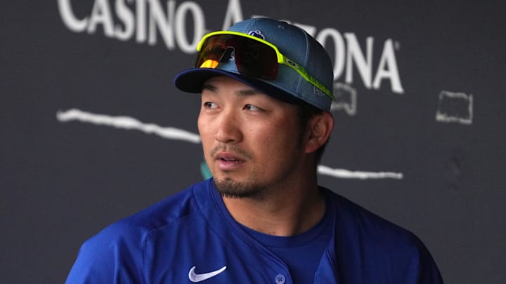 Chicago Cubs outfielder Seiya Suzuki (27) gets ready for a game against the Arizona Diamondbacks at Salt River Fields at Talking Stick on March 3.
