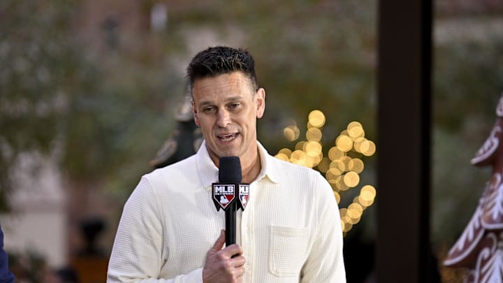 Seattle Mariners president of baseball operations Jerry Dipoto speaks with the MLB Network at the Hilton Anatole during the 2024 MLB Winter Meetings. 