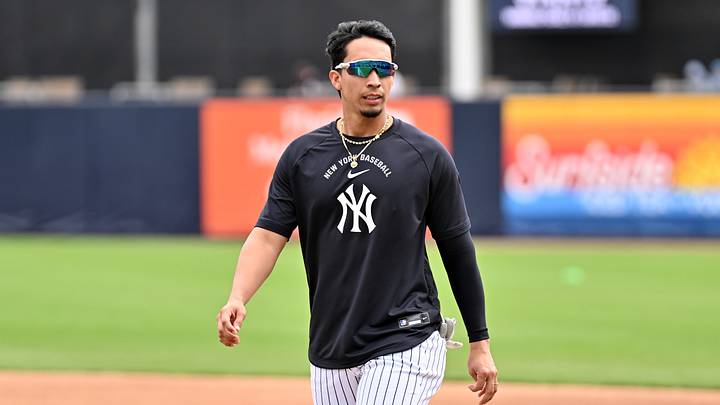 Feb 16, 2026; Tampa, FL, USA; New York Yankees outfielder Oswaldo Cabrera (95) prepares for a drill during spring training at George M. Steinbrenner Field. Mandatory Credit: Jonathan Dyer-Imagn Images Feb 16, 2026; Tampa, FL, USA; New York Yankees outfielder Oswaldo Cabrera (95) prepares for a drill during spring training at George M. Steinbrenner Field. Mandatory Credit: Jonathan Dyer-Imagn Images