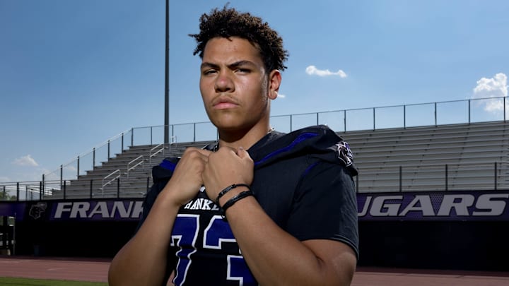 Franklin’s offensive lineman Justin Morales stands for a portrait in the school's field on Friday, Aug. 9, 2024. Franklin’s offensive lineman Justin Morales stands for a portrait in the school's field on Friday, Aug. 9, 2024.