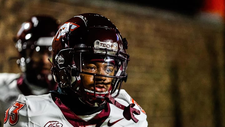 Nov 23, 2024; Durham, North Carolina, USA; Virginia Tech Hokies running back Bhayshul Tuten (33) runs onto the field prior to the game against Duke Blue Devils at Wallace Wade Stadium. Mandatory Credit: Jaylynn Nash-Imagn Images Nov 23, 2024; Durham, North Carolina, USA; Virginia Tech Hokies running back Bhayshul Tuten (33) runs onto the field prior to the game against Duke Blue Devils at Wallace Wade Stadium. Mandatory Credit: Jaylynn Nash-Imagn Images