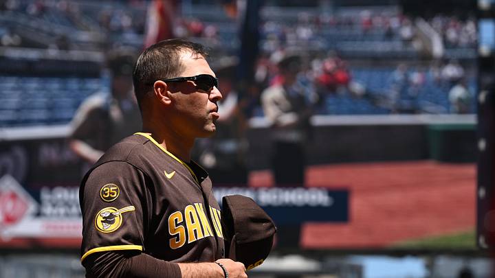 May 31, 2026; Washington, District of Columbia, USA; San Diego Padres manager Craig Stammen stands during the national anthem before a game against the Washington Nationals at Nationals Park. Mandatory Credit: Rafael Suanes-Imagn Images May 31, 2026; Washington, District of Columbia, USA; San Diego Padres manager Craig Stammen stands during the national anthem before a game against the Washington Nationals at Nationals Park. Mandatory Credit: Rafael Suanes-Imagn Images