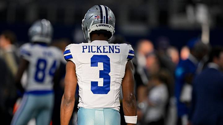 Dallas Cowboys wide receiver George Pickens looks on before a game against the Saints at AT&T Stadium. Dallas Cowboys wide receiver George Pickens looks on before a game against the Saints at AT&T Stadium.