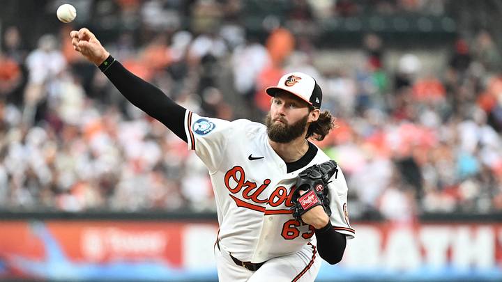 Jun 27, 2026; Baltimore, Maryland, USA; Baltimore Orioles pitcher Brandon Young (63) delivers a pitch during the first inning against the Washington Nationals at Oriole Park at Camden Yards. Mandatory Credit: James A. Pittman-Imagn Images Jun 27, 2026; Baltimore, Maryland, USA; Baltimore Orioles pitcher Brandon Young (63) delivers a pitch during the first inning against the Washington Nationals at Oriole Park at Camden Yards. Mandatory Credit: James A. Pittman-Imagn Images