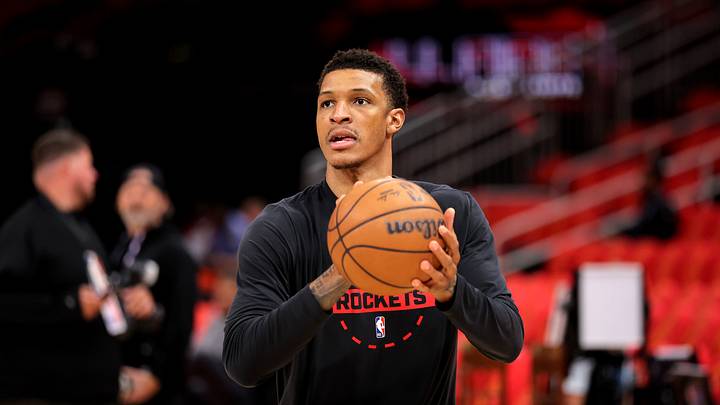 May 1, 2026; Houston, Texas, USA; Houston Rockets forward Jabari Smith Jr. (10) warms up prior to game six of the first round of the 2026 NBA Playoffs against the Los Angeles Lakers at Toyota Center. Mandatory Credit: Erik Williams-Imagn Images May 1, 2026; Houston, Texas, USA; Houston Rockets forward Jabari Smith Jr. (10) warms up prior to game six of the first round of the 2026 NBA Playoffs against the Los Angeles Lakers at Toyota Center. Mandatory Credit: Erik Williams-Imagn Images