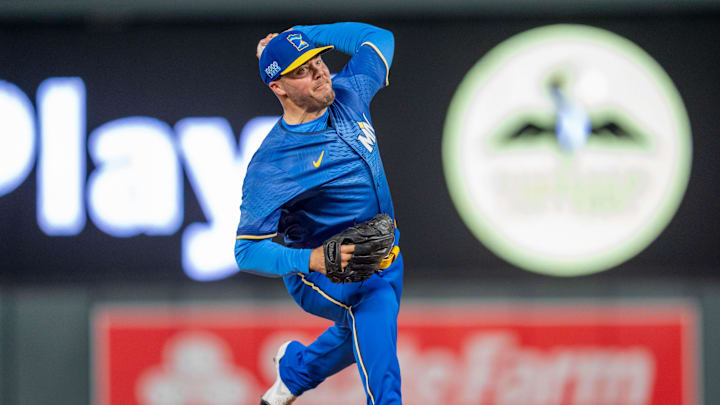 Sep 27, 2024; Minneapolis, Minnesota, USA; Minnesota Twins pitcher Caleb Thielbar (56) pitches to Baltimore Orioles second baseman Jordan Westburg (11) in the sixth inning at Target Field. Mandatory Credit: Matt Blewett-Imagn Images Sep 27, 2024; Minneapolis, Minnesota, USA; Minnesota Twins pitcher Caleb Thielbar (56) pitches to Baltimore Orioles second baseman Jordan Westburg (11) in the sixth inning at Target Field. Mandatory Credit: Matt Blewett-Imagn Images