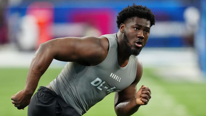 Feb 29, 2024; Indianapolis, IN, USA; Colorado State defensive lineman Mohamed Kamara (DL40) works