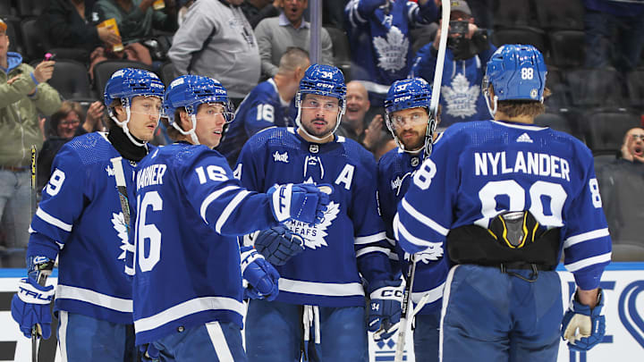 Toronto Maple Leafs celebrate a win.