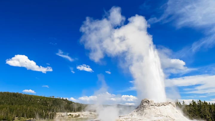 Yellowstone‘s Castle Geyser is doing its thing.