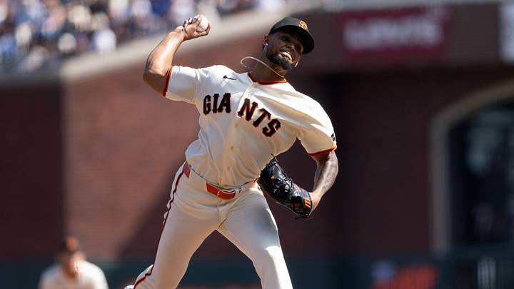 San Francisco, California, USA;  San Francisco Giants pitcher Camilo Doval (57) delivers against the Los Angeles Dodgers during the ninth inning at Oracle Park.  Mandatory Credit: D. Ross Cameron-Imagn Images