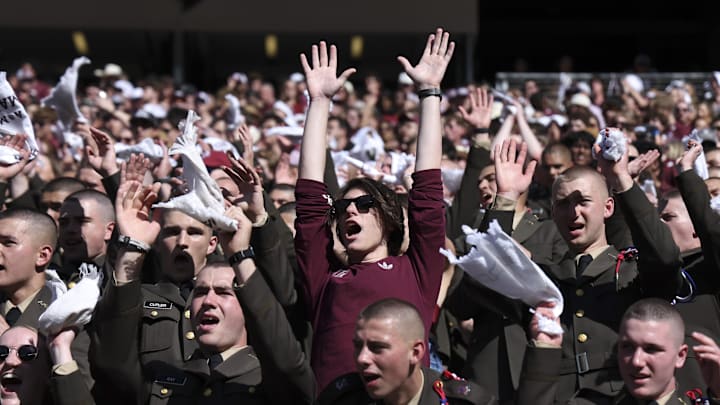 Nov 15, 2025; College Station, Texas, USA; Fans cheer during the game between the Texas A&M Aggies and the South Carolina Gamecocks at Kyle Field. Mandatory Credit: Troy Taormina-Imagn Images Nov 15, 2025; College Station, Texas, USA; Fans cheer during the game between the Texas A&M Aggies and the South Carolina Gamecocks at Kyle Field. Mandatory Credit: Troy Taormina-Imagn Images
