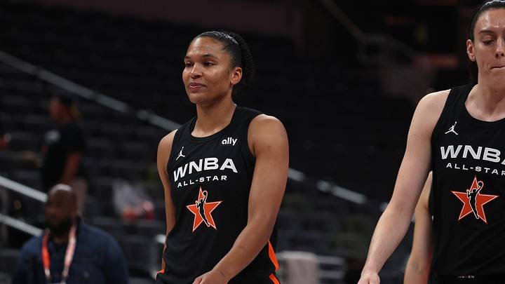 Jul 19, 2025; Indianapolis, IN, USA; Team Collier forward Alyssa Thomas (25) before the 2025 WNBA All Star Game at Gainbridge Fieldhouse. Mandatory Credit: Trevor Ruszkowski-Imagn Images