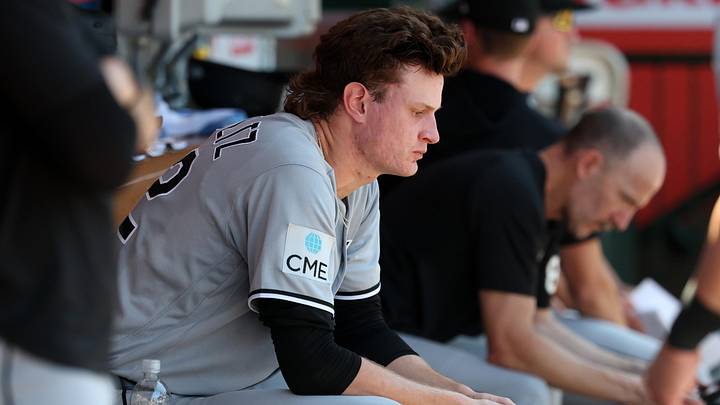 May 6, 2026; Anaheim, California, USA; Chicago White Sox pitcher Noah Schultz (22) reacts in the dugout after being taken out of the game during the fourth inning against the Los Angeles Angels at Angel Stadium. Mandatory Credit: Kiyoshi Mio-Imagn Images May 6, 2026; Anaheim, California, USA; Chicago White Sox pitcher Noah Schultz (22) reacts in the dugout after being taken out of the game during the fourth inning against the Los Angeles Angels at Angel Stadium. Mandatory Credit: Kiyoshi Mio-Imagn Images