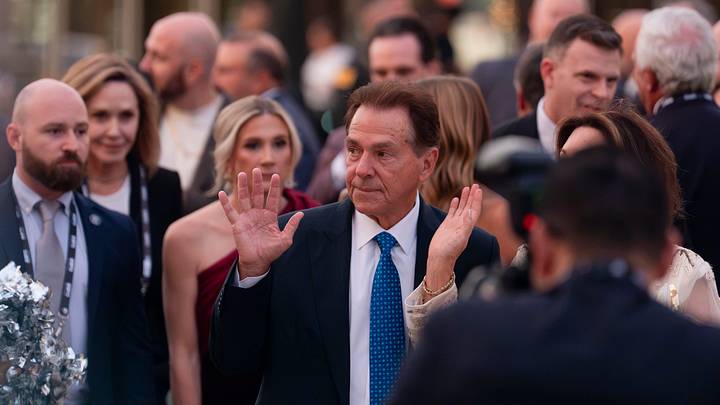 Oct. 8, 2026; Tuscaloosa, AL, USA; Nick Saban arrives at the Bama Theatre for the red carpet premiere of SABAN, the new ESPN Originals docuseries. Oct. 8, 2026; Tuscaloosa, AL, USA; Nick Saban arrives at the Bama Theatre for the red carpet premiere of SABAN, the new ESPN Originals docuseries.