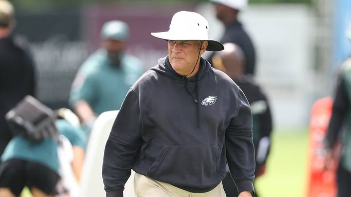 Jul 30, 2026; Philadelphia, PA, USA; Philadelphia Eagles defensive coordinator Vic Fangio during training camp at Jefferson Health Training Complex. 