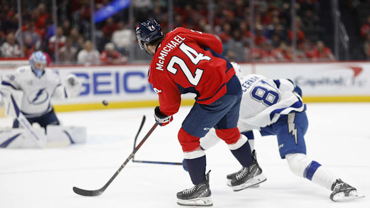 Connor McMichael, Washington Capitals Mandatory Credit: Geoff Burke-Imagn Images
