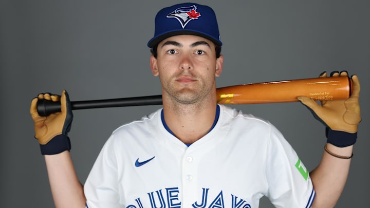 Toronto Blue Jays outfielder Joey Loperfido (10) participates in media day.