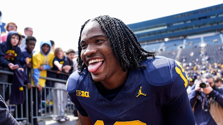 Michigan quarterback Bryce Underwood (19) walks up the tunnel after the spring game at Michigan Stadium in Ann Arbor on Saturday, April 19, 2025.