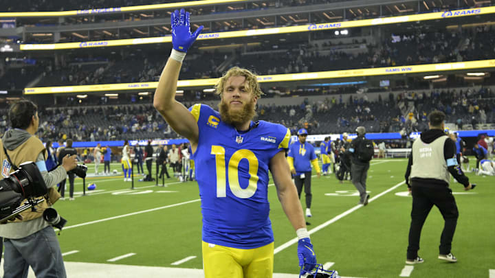 Dec 28, 2024; Inglewood, California, USA; Los Angeles Rams wide receiver Cooper Kupp (10) waves to fans as he leaves the field after defeating the Arizona Cardinals at SoFi Stadium. Mandatory Credit: Jayne Kamin-Oncea-Imagn Images Dec 28, 2024; Inglewood, California, USA; Los Angeles Rams wide receiver Cooper Kupp (10) waves to fans as he leaves the field after defeating the Arizona Cardinals at SoFi Stadium. Mandatory Credit: Jayne Kamin-Oncea-Imagn Images