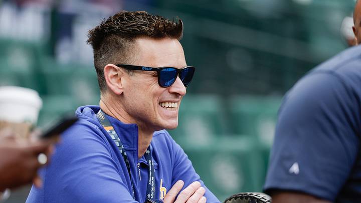 Oct 4, 2025; Seattle, Washington, USA; Jerry Dipoto looks on before game one of the ALDS round between the Seattle Mariners and Detroit Tigers for the 2025 MLB playoffs at T-Mobile Park. Mandatory Credit: Joe Nicholson-Imagn Images Oct 4, 2025; Seattle, Washington, USA; Jerry Dipoto looks on before game one of the ALDS round between the Seattle Mariners and Detroit Tigers for the 2025 MLB playoffs at T-Mobile Park. Mandatory Credit: Joe Nicholson-Imagn Images