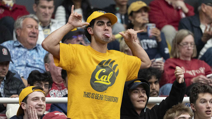 Cal fan makes a statement during the Bears' win at Maples Pavilion
