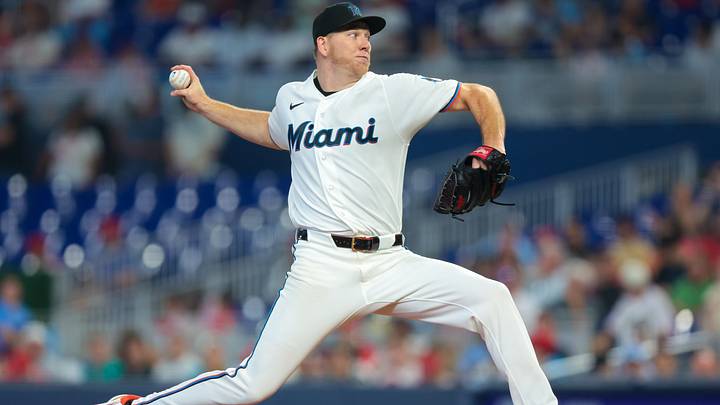 Jul 29, 2026; Miami, Florida, USA; Miami Marlins starting pitcher Ryan Gusto (65) delivers a pitch against the Philadelphia Phillies during the third inning at loanDepot Park. Mandatory Credit: Sam Navarro-Imagn Images Jul 29, 2026; Miami, Florida, USA; Miami Marlins starting pitcher Ryan Gusto (65) delivers a pitch against the Philadelphia Phillies during the third inning at loanDepot Park. Mandatory Credit: Sam Navarro-Imagn Images