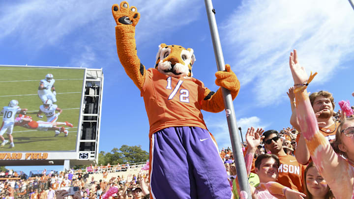 Oct 19, 2024; Clemson, South Carolina, USA; Clemson Tigers fans react at the end of the game against the Virginia Cavaliers at Memorial Stadium. Mandatory Credit: Alexander Hicks-Imagn Images