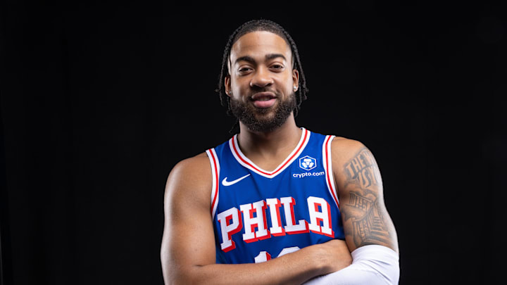 Sep 26, 2025; Camden, NJ, USA; Philadelphia 76ers Trendon Watford poses for a photo during media day. Mandatory Credit: Bill Streicher-Imagn Images Sep 26, 2025; Camden, NJ, USA; Philadelphia 76ers Trendon Watford poses for a photo during media day. Mandatory Credit: Bill Streicher-Imagn Images