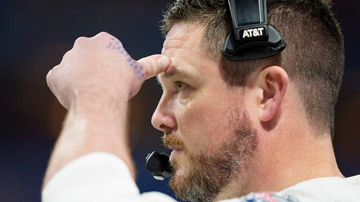 Oregon head coach Dan Lanning watches as Indiana scores as the Oregon Ducks face the Indiana Hoosiers in the Peach Bowl on Jan. 9, 2026, at Mercedes-Benz Stadium in Atlanta, Georgia.
