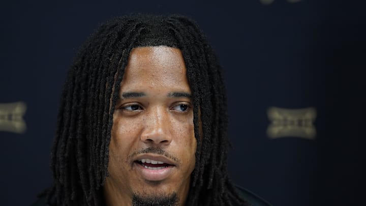 Jul 9, 2025; Frisco, TX, USA; Colorado quarterback Kaidon Salter speaks with the media during 2025 Big 12 Football Media Days at The Star. Mandatory Credit: Raymond Carlin III-Imagn Images