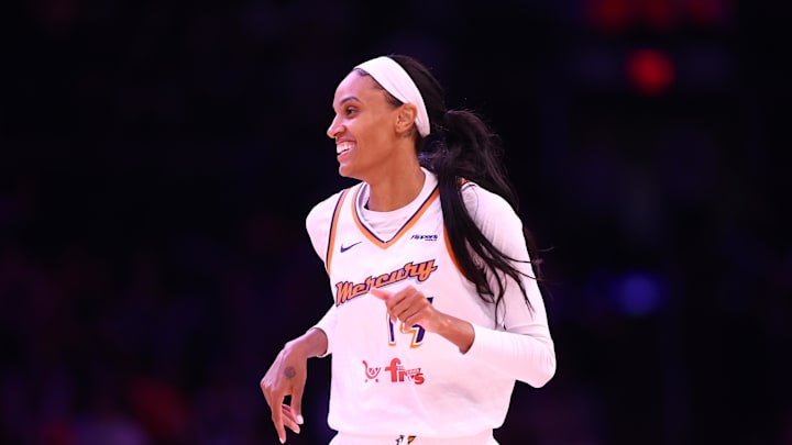 Aug 28, 2025; Phoenix, Arizona, USA; Phoenix Mercury forward DeWanna Bonner (14) against the Chicago Sky at Phx Arena. Mandatory Credit: Mark J. Rebilas-Imagn Images