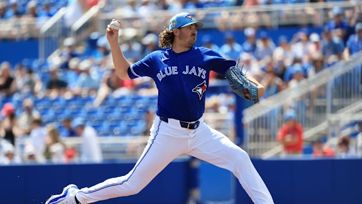 Toronto Blue Jays starting pitcher Kevin Gausman throws a pitch.