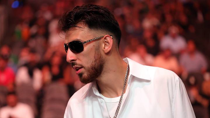 Jul 11, 2026; Las Vegas, Nevada, USA; Oklahoma City Thunder center Chet Holmgren looks on before Nikita Krylov fights Robert Whittaker in a light heavyweight bout during UFC 329 at T-Mobile Arena. Jul 11, 2026; Las Vegas, Nevada, USA; Oklahoma City Thunder center Chet Holmgren looks on before Nikita Krylov fights Robert Whittaker in a light heavyweight bout during UFC 329 at T-Mobile Arena.