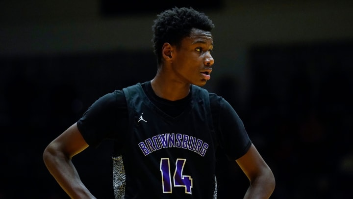 Brownsburg Bulldogs forward Kanon Catchings (14) walks up the court Saturday, March 18, 2023 at New Castle Fieldhouse in New Castle. The Ben Davis Giants defeated the Brownsburg Bulldogs, 66-38, for the IHSAA Class 4A Semistate championship game.
High School Basketball Ini Hs Basketball New Castle Semistate Final Brownsburg Bulldogs forward Kanon Catchings (14) walks up the court Saturday, March 18, 2023 at New Castle Fieldhouse in New Castle. The Ben Davis Giants defeated the Brownsburg Bulldogs, 66-38, for the IHSAA Class 4A Semistate championship game.
High School Basketball Ini Hs Basketball New Castle Semistate Final